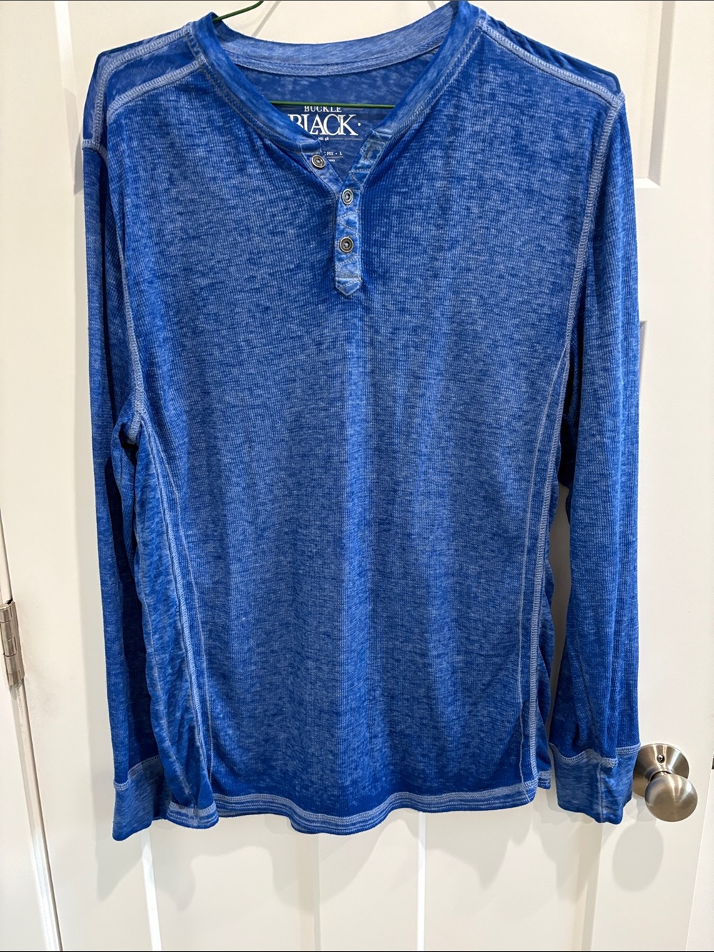 Buckle Blue Washed Long-Sleeve Henley Shirt